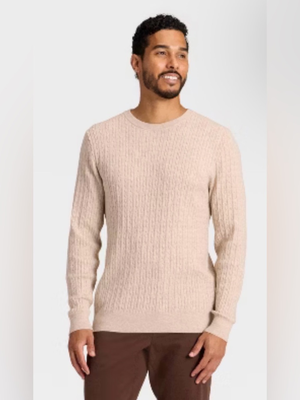 Goodfellow & Co Light Beige Cable Knit Crewneck Sweater‎ NWT